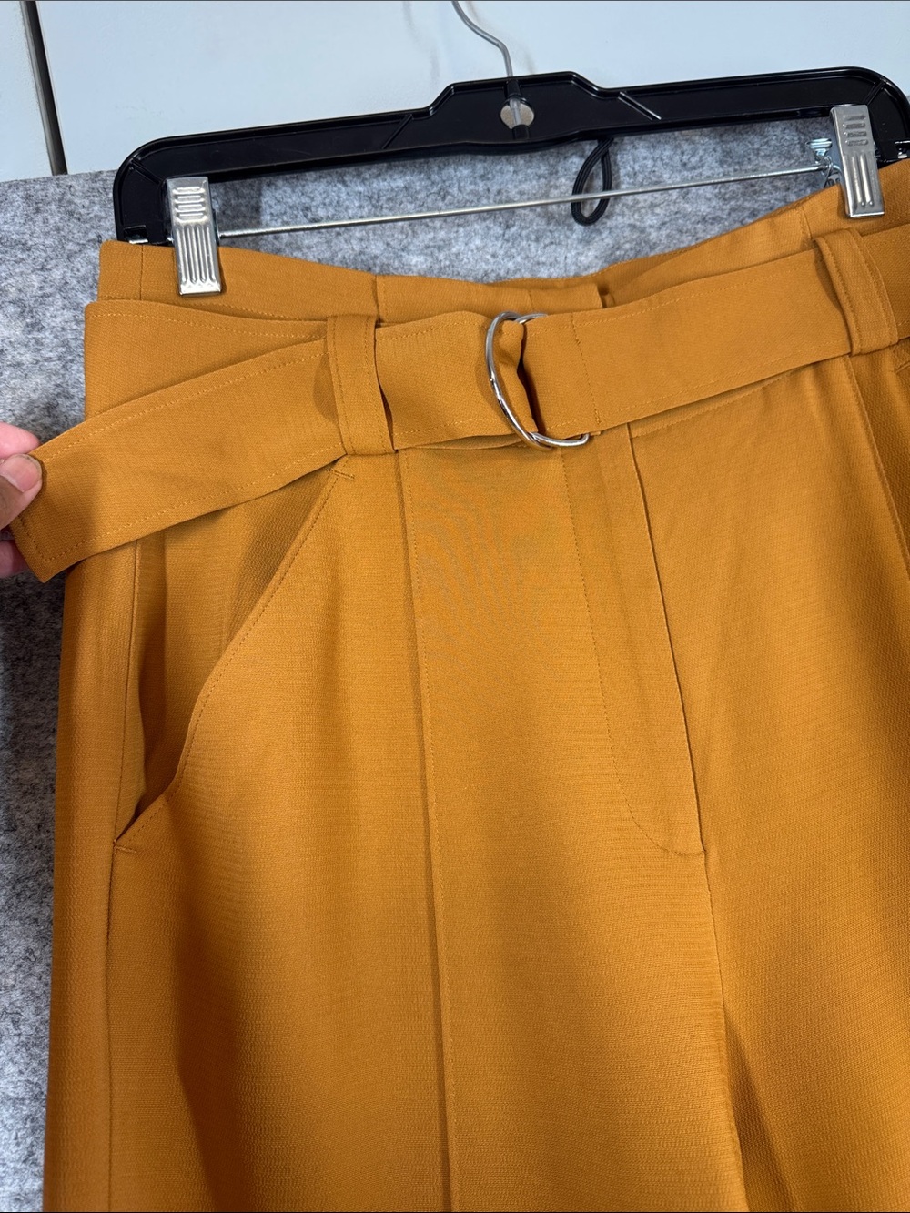 A.L.C. Foster Belted Flare Pants Mustard Size 10 Quiet Luxury Chic Office Career - Picture 8 of 14